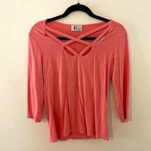 Pink, soft 3/4 length sleeve top